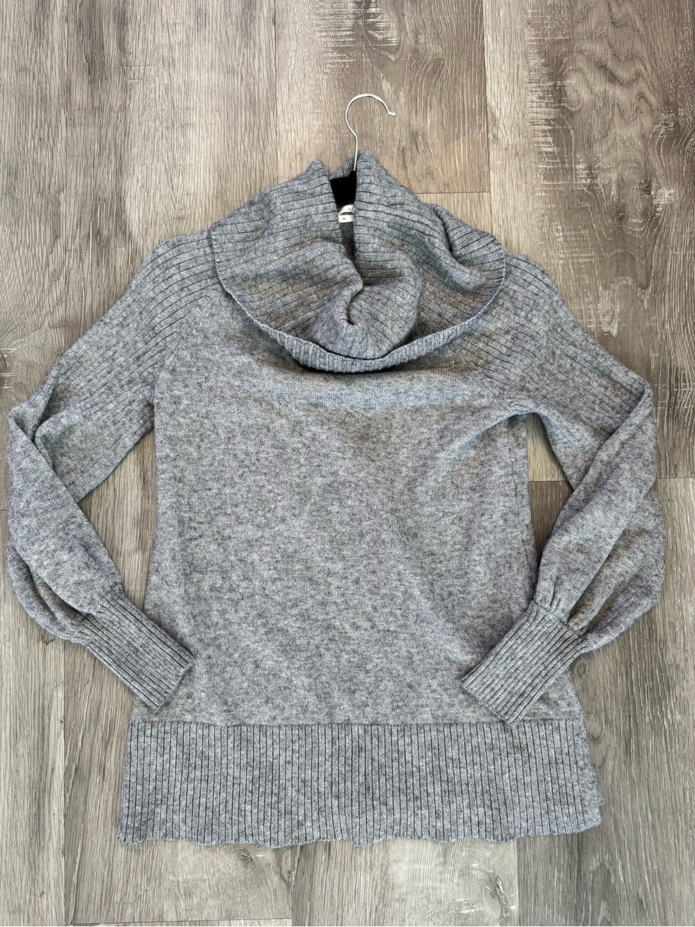 By Anthopologie Women's Gray Balloon Sleeve Cowl Neck Pullover Sweater Size XS